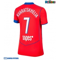 Camisa de Futebol Paris Saint-Germain Khvicha Kvaratskhelia #7 Equipamento Alternativo Mulheres 2025-26 Manga Curta